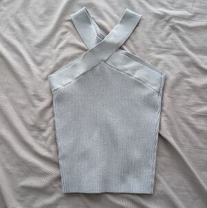 Elegant Gray Ribbed Women's Top